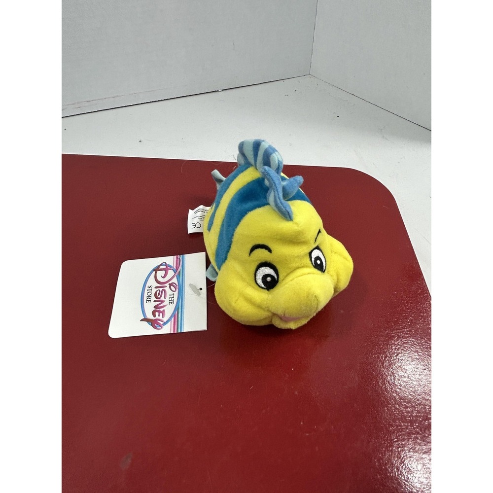 Disney Store Flounder Mini Bean Bag Plush 7" Little Mermaid Stuffed Doll Toy
